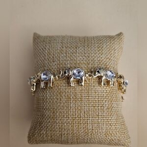 Charming Gold Elephant Bracelet with Sparkling Stones